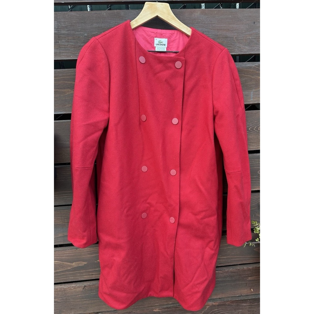 Lacoste Women's Red Wool Pea‎ Coat Size 38 (6)